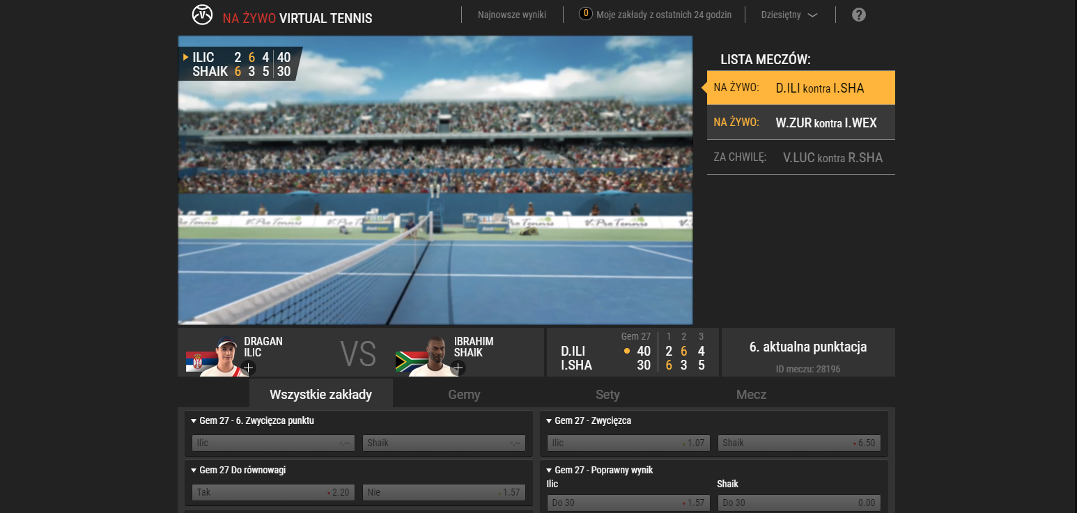 LVBet - sporty wirtualne - tenis ziemny